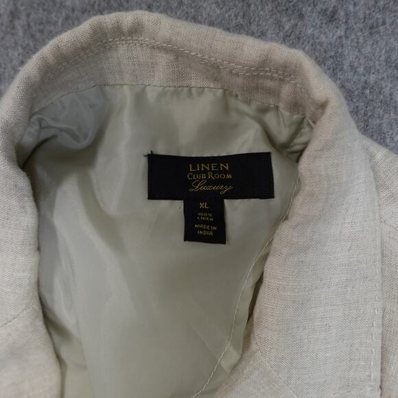 Club Room Luxury Mens Blazer Extra Large Linen 2 Button Sport Coat Jacket Beige - Picture 2 of 10